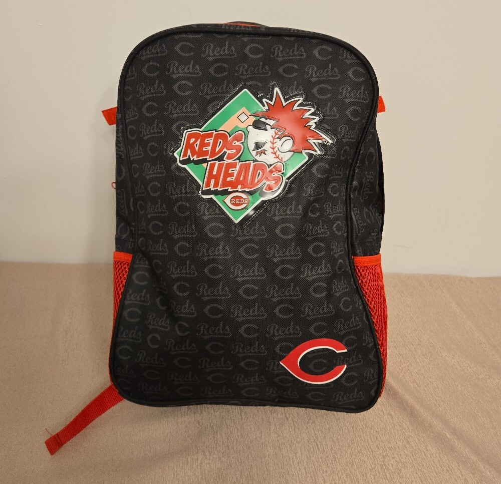 Cincinnati Reds Heads Baseball Backpack Black Red – Preloved